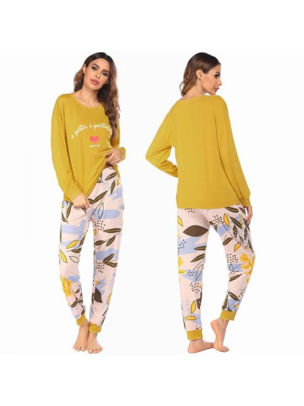 Patgoal Women’s Soft Casual Pajama Leggings and Tall Tee Sets with Cute Fun Prints Women Pure