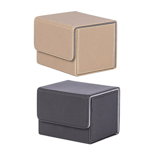 Estuche de almacenamiento para baraja de cartas de 2 piezas, organizador para naipes negro y beige