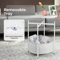 thumbnail image 2 of Round Side Table, White End Table with Storage Basket, Metal Night Stand with Removable Tray, Small Bedside Table for Living Room, Bedroom, Nursery (White), 2 of 13