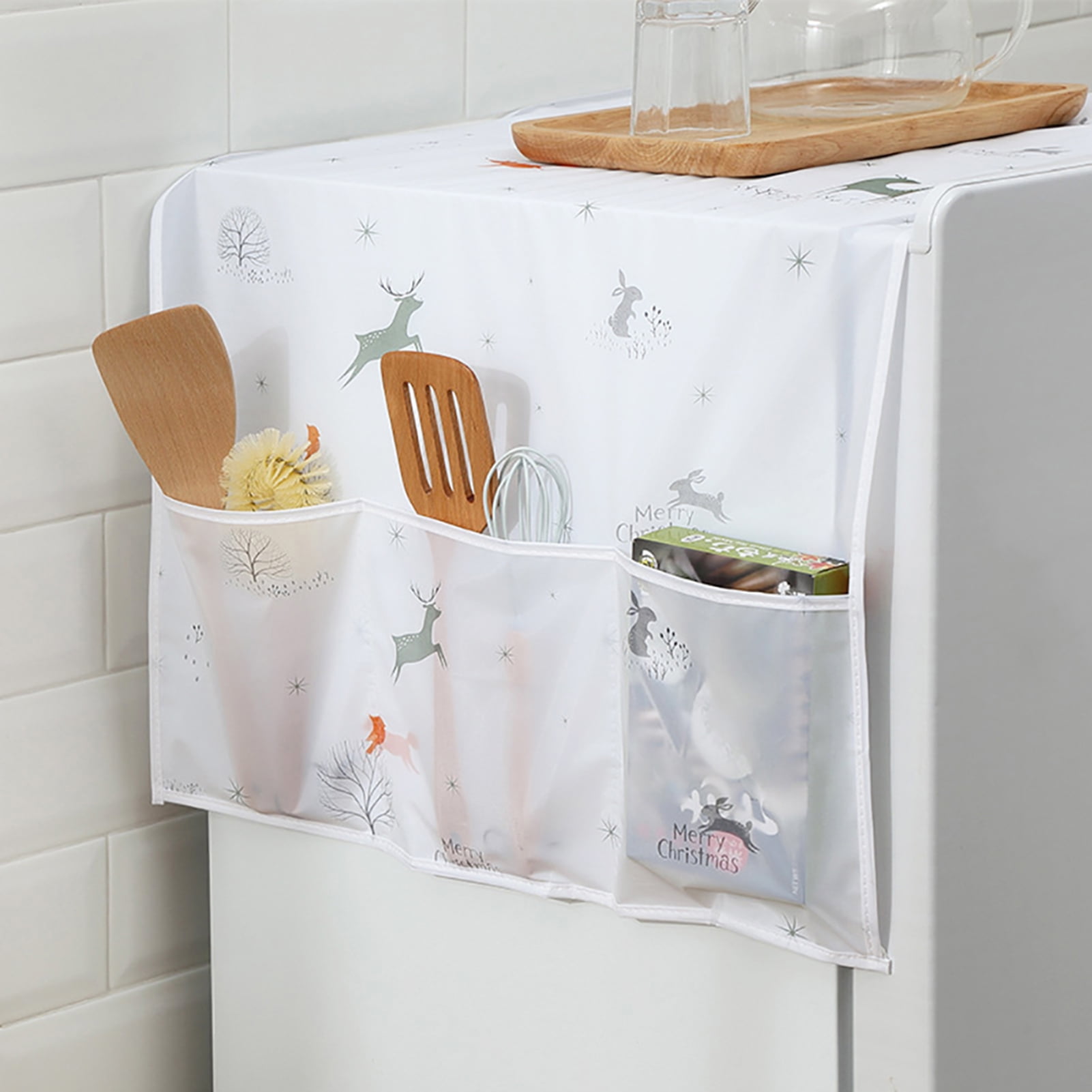 Dream Lifestyle Refrigerator Dust Cover Dustproof with Pockets PEVA
