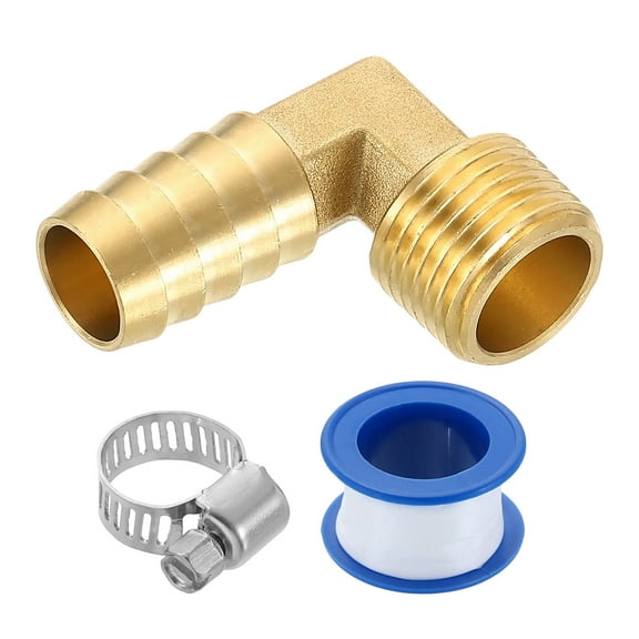 Brass Hose Barb Fitting, 5/8" x 1/2" NPT 90 Degree Elbow Hose Connector