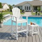 Barara King 30 Inches Counter Height Outdoor HDPE Bar Stool with Armrests and Footrest for Patio Bar Poolside Dining Seating, White