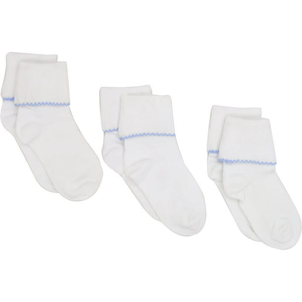 Jefferies Socks Girls Socks, 3 Pack White Cotton Cute Novelty Trim Turn ...