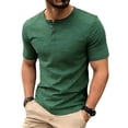 thumbnail image 4 of LMOIPLI Mens Slim Fit Henley T Shirt with Button Placket Soft Breathable Cotton Blend Short Sleeve Tee for Casual Daily Wear Green XXL, 4 of 9