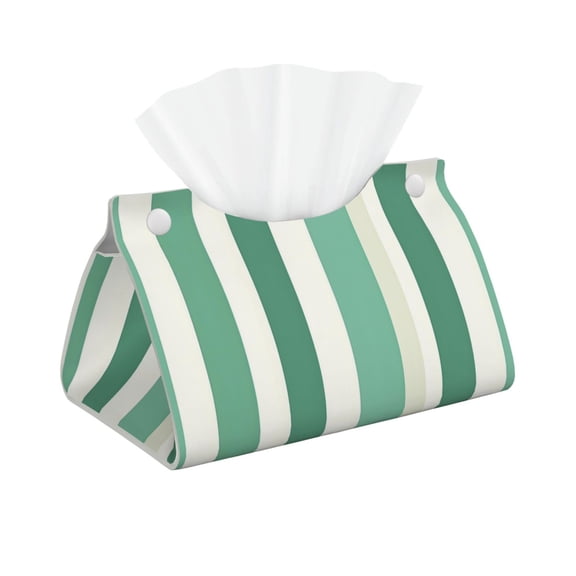 Long Leather Paper Towel Pack 7.9in X 4.9in X 4.5in Waterproof Durable Folding Storage For Coffee Table Dining Table Bed Table Work Table Lightgreen Stripe_1