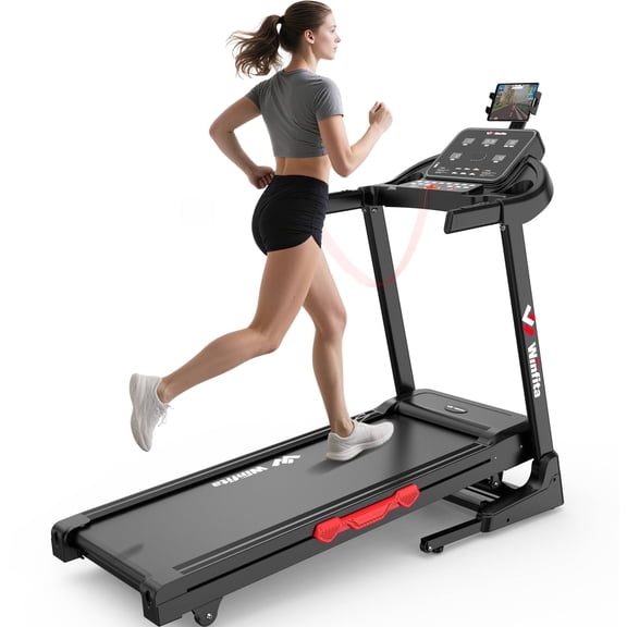 Treadmill with Auto Incline, 17" Incline Treadmill for Home, Compact, Foldable, 300lb Capacity, Shock Absorption, 12% Incline Automatic, 0.6-8MPH, 3.5HP, Pulse Sensor, Bluetooth App Running Treadmill
