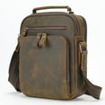 thumbnail image 1 of Bolso bandolera de piel auténtica para hombre, estilo vintage, de piel de Caballo Loco, multifuncional, de piel de vaca, 1 of 4
