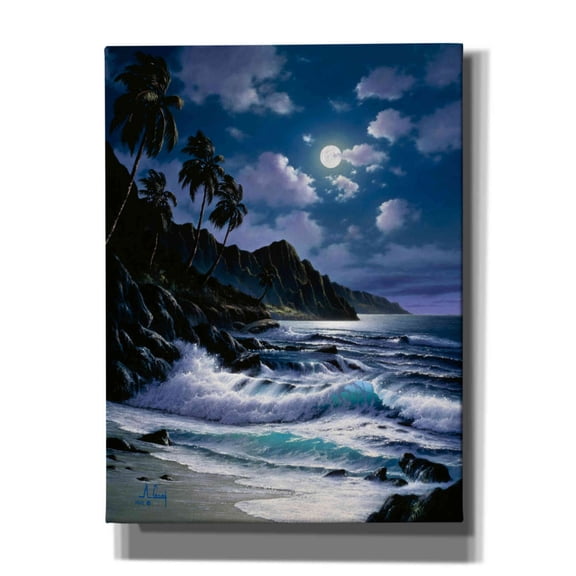 Epic Graffiti 'Night Walkes at the Beach' by Anthony Casay, Canvas Wall Art, 12"x16"
