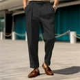 thumbnail image 2 of Vividxx Mens Pants Male Solid Color Business Casual Straight Button Suit Pants Trousers Loose Fit Business Casual Work Male Dress Pants Leisure, 2 of 8
