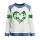 thumbnail image 2 of TaTaai Fashion St Patrick's Day Color Block Women's Long Sleeve Round Neck Shirt, Casual Comfort for Holiday Daily Home Wear Gift, 2 of 5