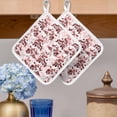 thumbnail image 2 of Red Botanical Pot Holders for Kitchen Heatproof Potholder, 2 Pack Vintage Nature Flower Floral Hot Pads Multipurpose Oven Pads Cloth Potholders Trivet for Cooking and Baking, 2 of 8