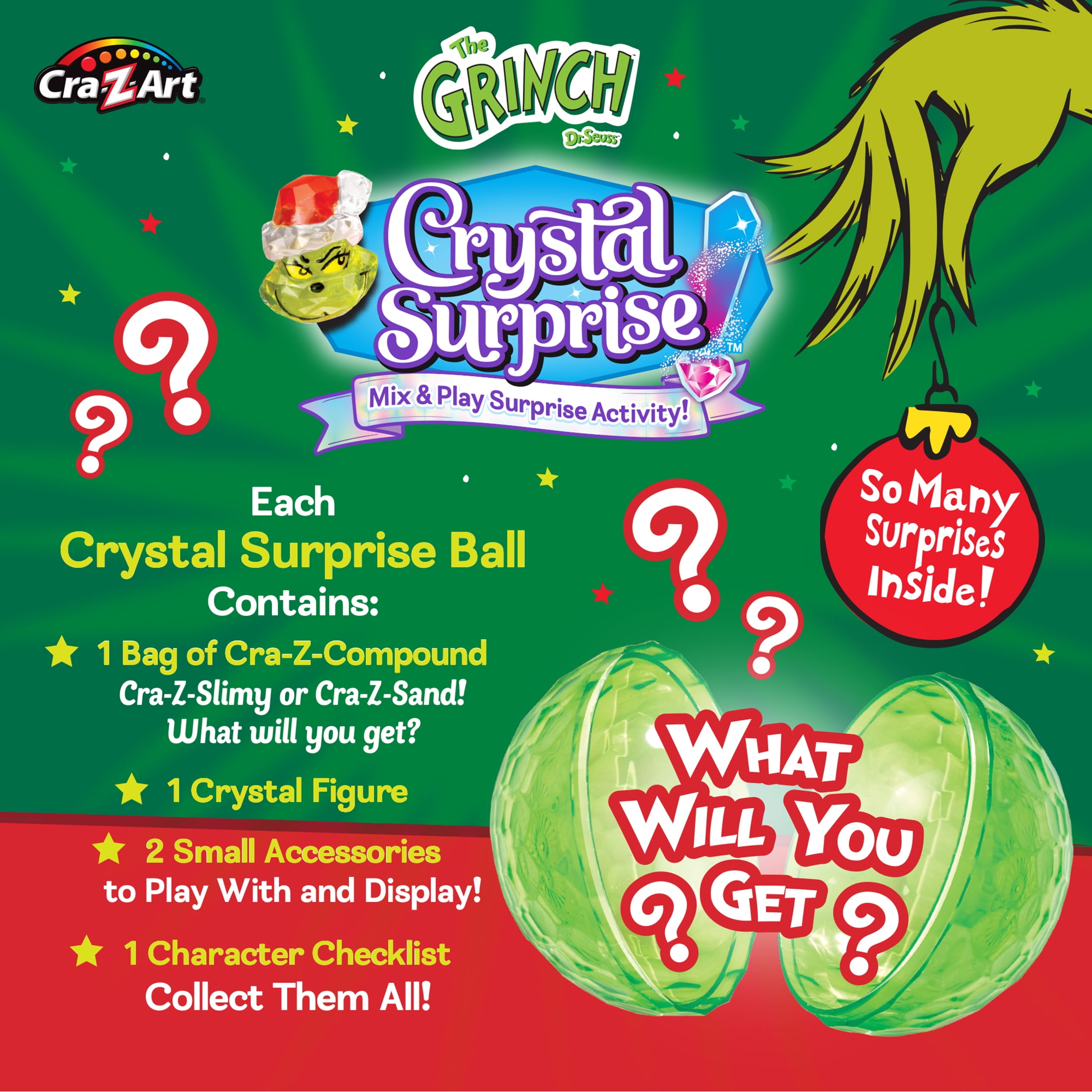 Dr. Seuss Grinch Crystal Surprise Ball - Collectible Novelty Toy for Kids