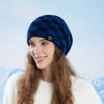thumbnail image 2 of Wdhugt Winter Outdoor Warm Knitted Hat With Checkered Design For Women Acrylic Material In Blue Color Free Size Fleece Ear Protection Pullover Hat Blue, 2 of 2