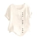 thumbnail image 2 of ICHUANYI Clearance Womens Summer Casual Solid Color Round Neck Short Sleeve Tops Buttons Blouses(Beige, S) ICHUANYI WER2023080701749, 2 of 5