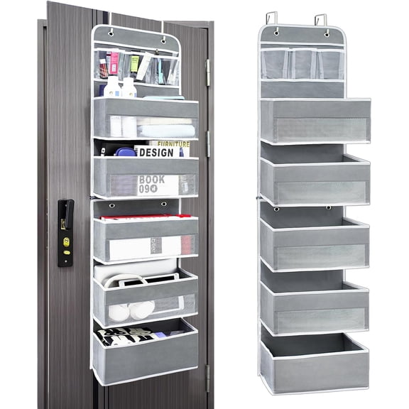 Over The Door Organizer Storage, 6 Shelf Removable Hanging Reinforced Anti-tilt, 44 lbs Load-Bearing, Suitable for Bedroom, Bathroom, Pantry Organization and Storage