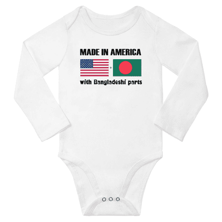 

Made in America With Bangladeshi Parts Baby Long Sleeve Romper (White 24 Months)
