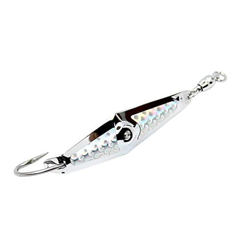 Clarkspoon Spoon Squid Trolling Lure with Ball Bearing Swivel (Chrome w/Silver)