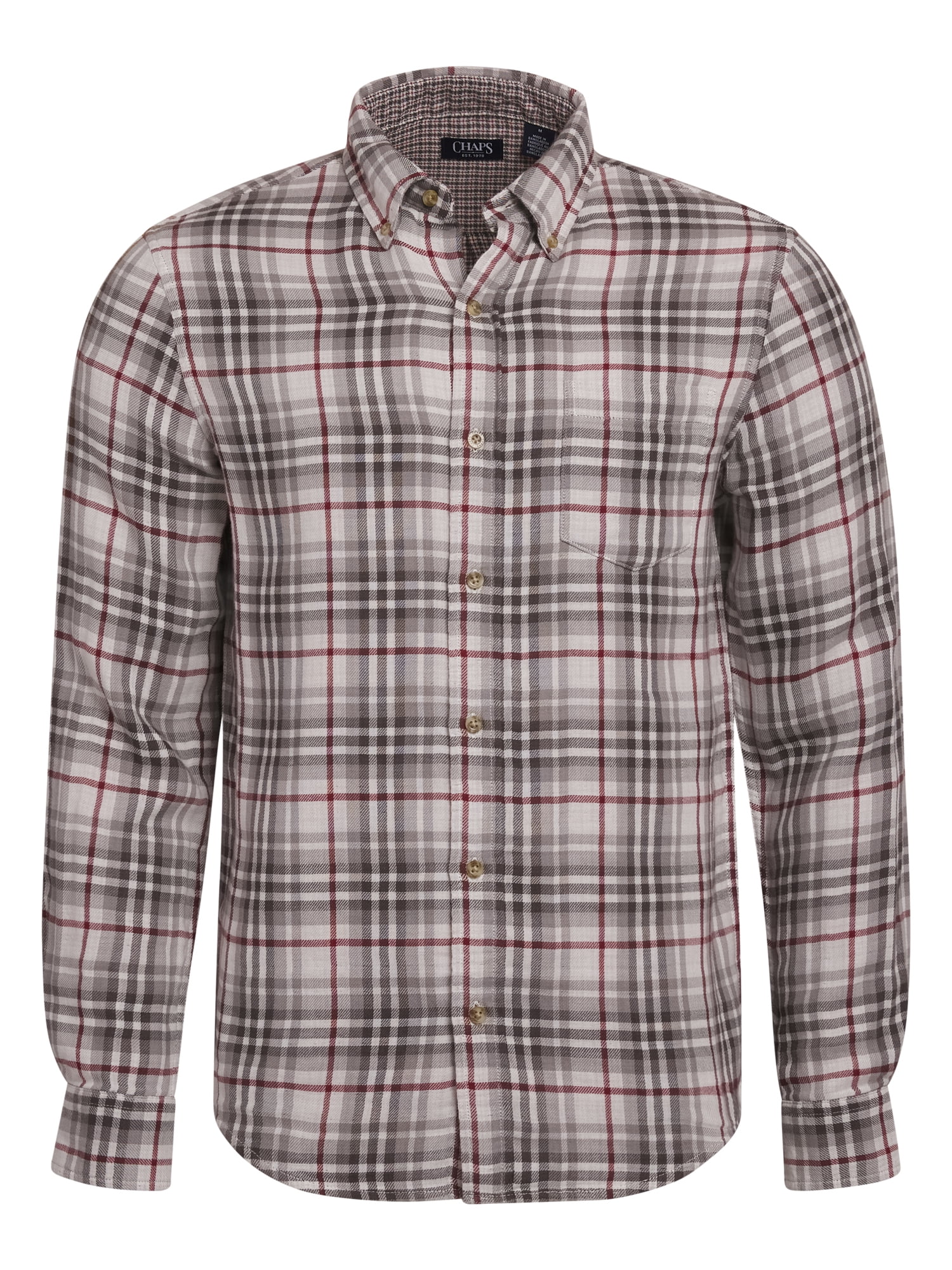 Chaps Men's & Big Men's Double Faced Long Sleeve Button Down Holiday Plaid Shirt