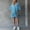 Sky Blue, variant on Morttic Women's Solid Color Casual Summer Puff Half Sleeve V-Neck Ruffle Mini Dress Perfect for Daily Commuting Wear Sky Blue,M