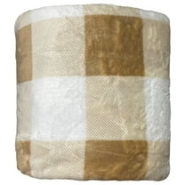 The Big One Oversized Plush Throw Blanket Khaki Tan & Beige Plaid - 5ft x 6ft