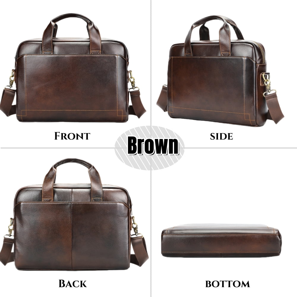 15in Men's Leather Bag Retro leather briefcase, large capacity computer bag, suitable for business, travel, gifts for boyfriend/father/husband