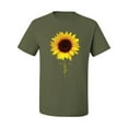thumbnail image 2 of Sunflower Christian Faith Cross Inspirational/Christian Men's Graphic T-Shirt, Military Green, Large, 2 of 3