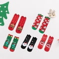 thumbnail image 4 of 4 pares de calcetines navideños de algodón de invierno con diseño de ciervo, Papá Noel y muñeco de nieve. A, 4 of 9