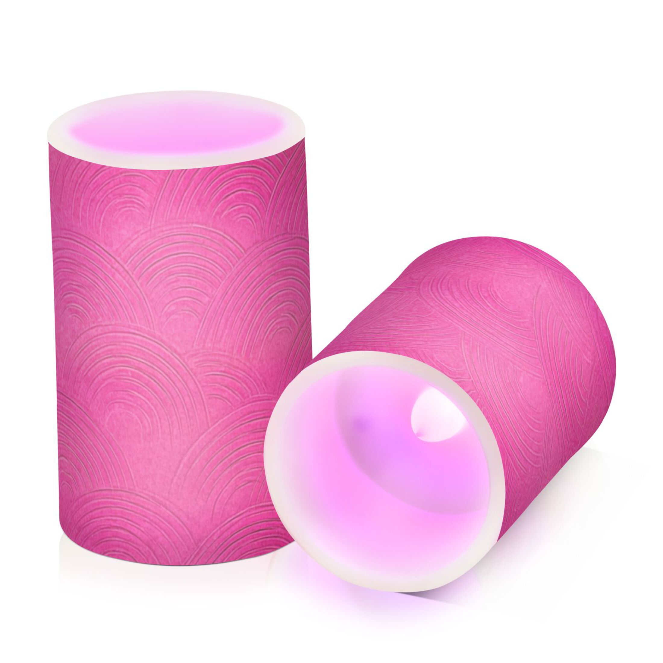 Hot Pink Background with Waves Flickering Flameless Candles LED Tealight Battery Operated with Remote Set of 2 Holiday Decor Ornaments