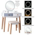 thumbnail image 5 of White Makeup Vanity Table Set with Touch Screen Adjustable Lighted Mirror and Cushioning Stool, Girls Vanity Set Dressing Table with Four Drawers, Modern Bedroom Makeup Table Vanity Desk, Q11002, 5 of 12