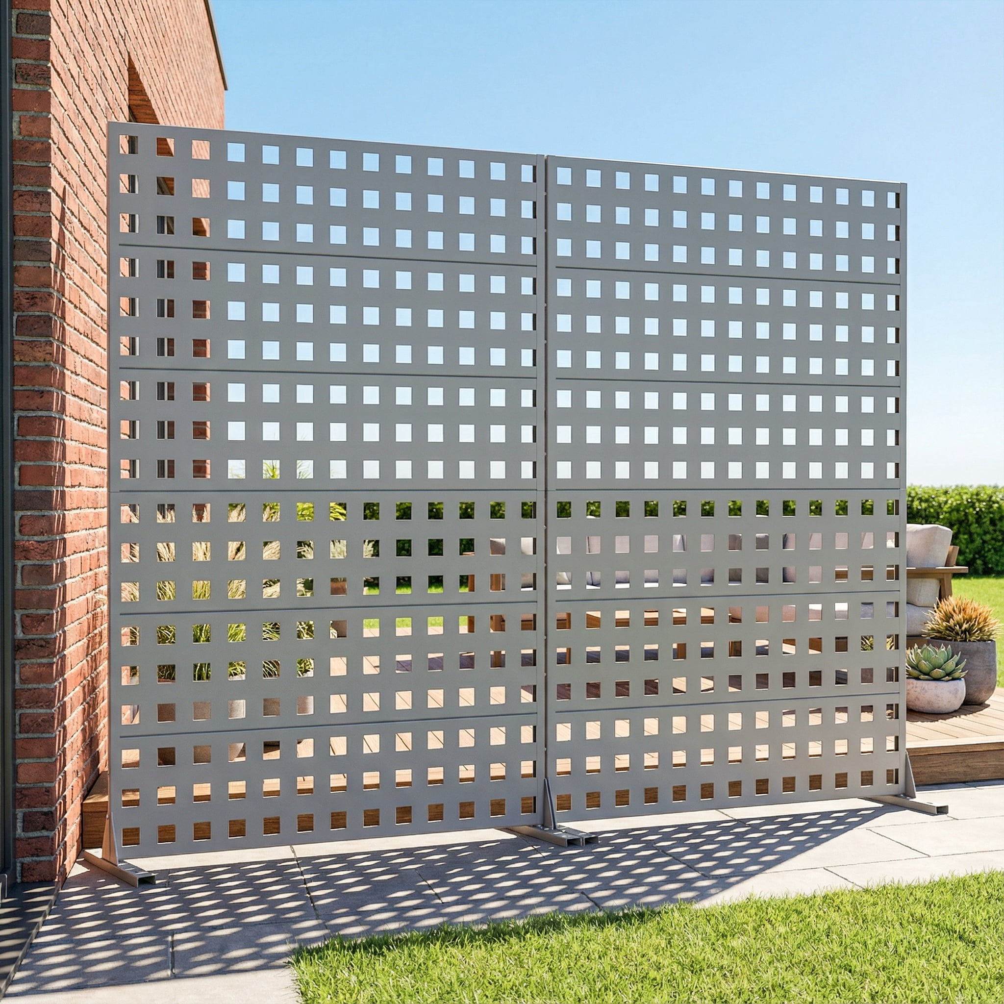 Privacy Metal Screen Fence Panel Horizontal Stripe Pattern