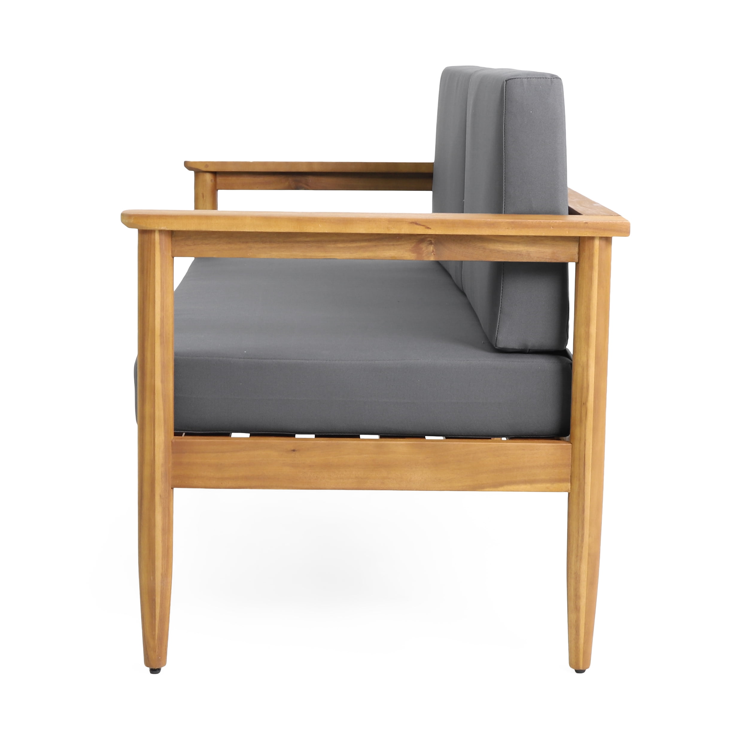Noble House Magnolia Outdoor Acacia Wood Loveseat Teak and Gray