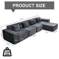thumbnail image 2 of Montary L-Shaped Modular Sectional Sofa, 4-Seater with Ottoman, Striped Corduroy Fabric, High-Density Foam For Home, Apartment, Office (Dark Gray), 2 of 8
