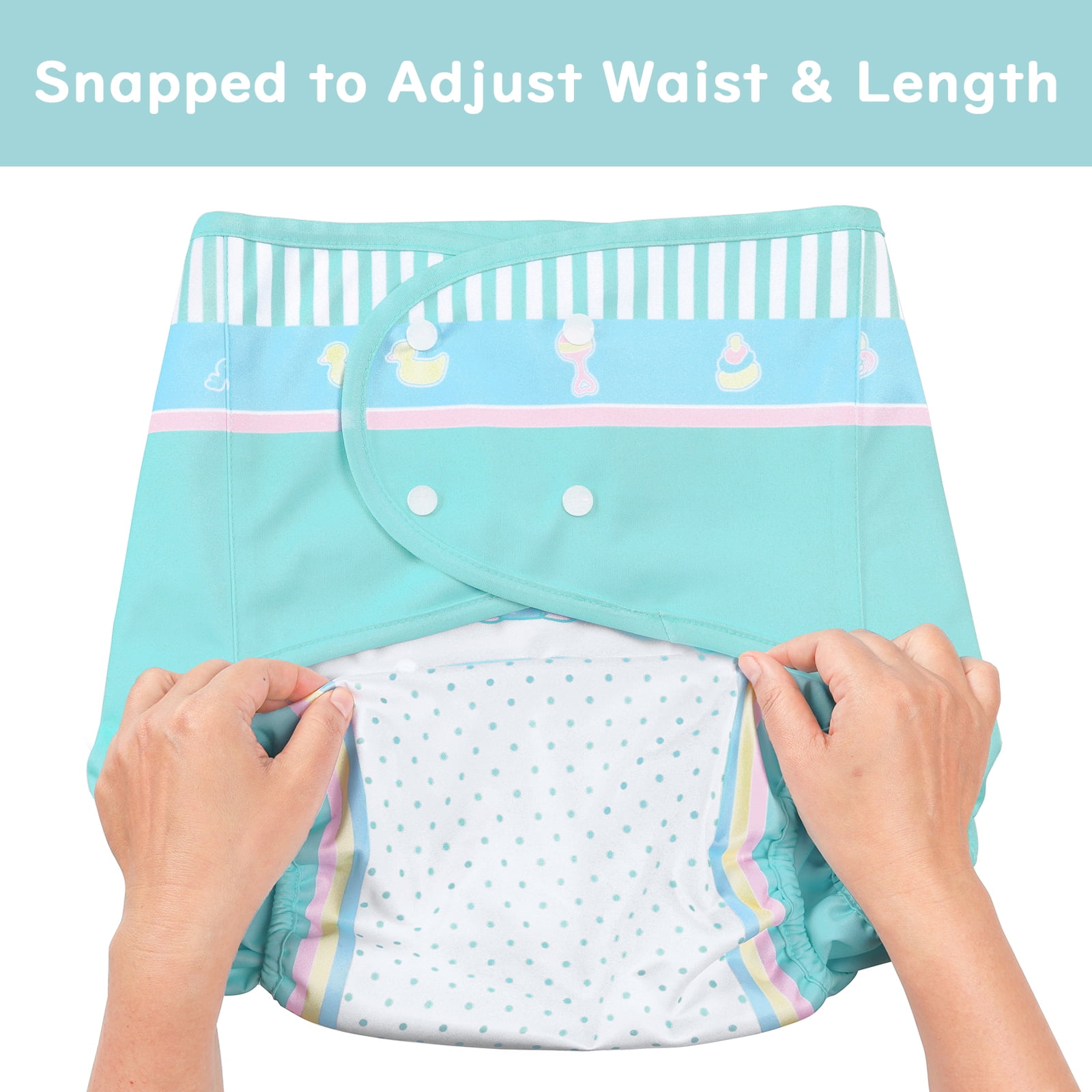 Littleforbig Washable Adjustable Adult Pocket Nappy Cover Reusable Waterproof Cloth Baby Parade Adult Diaper Wrap Cover One Size