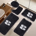 thumbnail image 2 of Solid Color 5-Piece Bath Mat Set Velvet Fleece Foam Long Plush Water Absorbent Non-Slip Washable Bathroom Toilet Rugs for Home Modern Decor Black White Gray Trending Picks Under Budget, 2 of 9