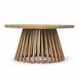 thumbnail image 2 of Nina 31.5" Outdoor Patio Round Coffee Table, Solid Wood Frame, Light Teak, 2 of 13
