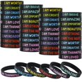 thumbnail image 1 of Pulseras de silicona QEERBSIN Inspirational, 60 unidades, para niños, 1 of 8