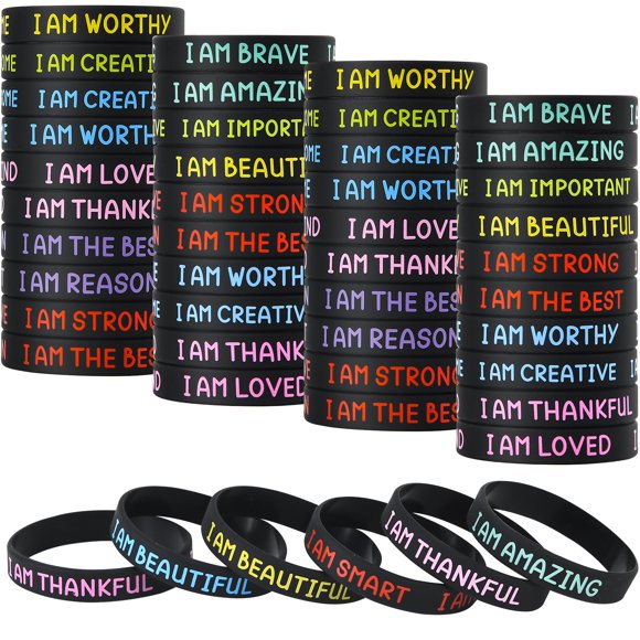 Pulseras de silicona QEERBSIN Inspirational, 60 unidades, para niños