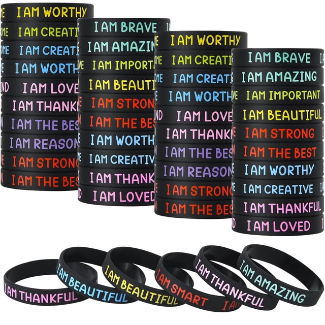 Pulseras de silicona QEERBSIN Inspirational, 60 unidades, para niños