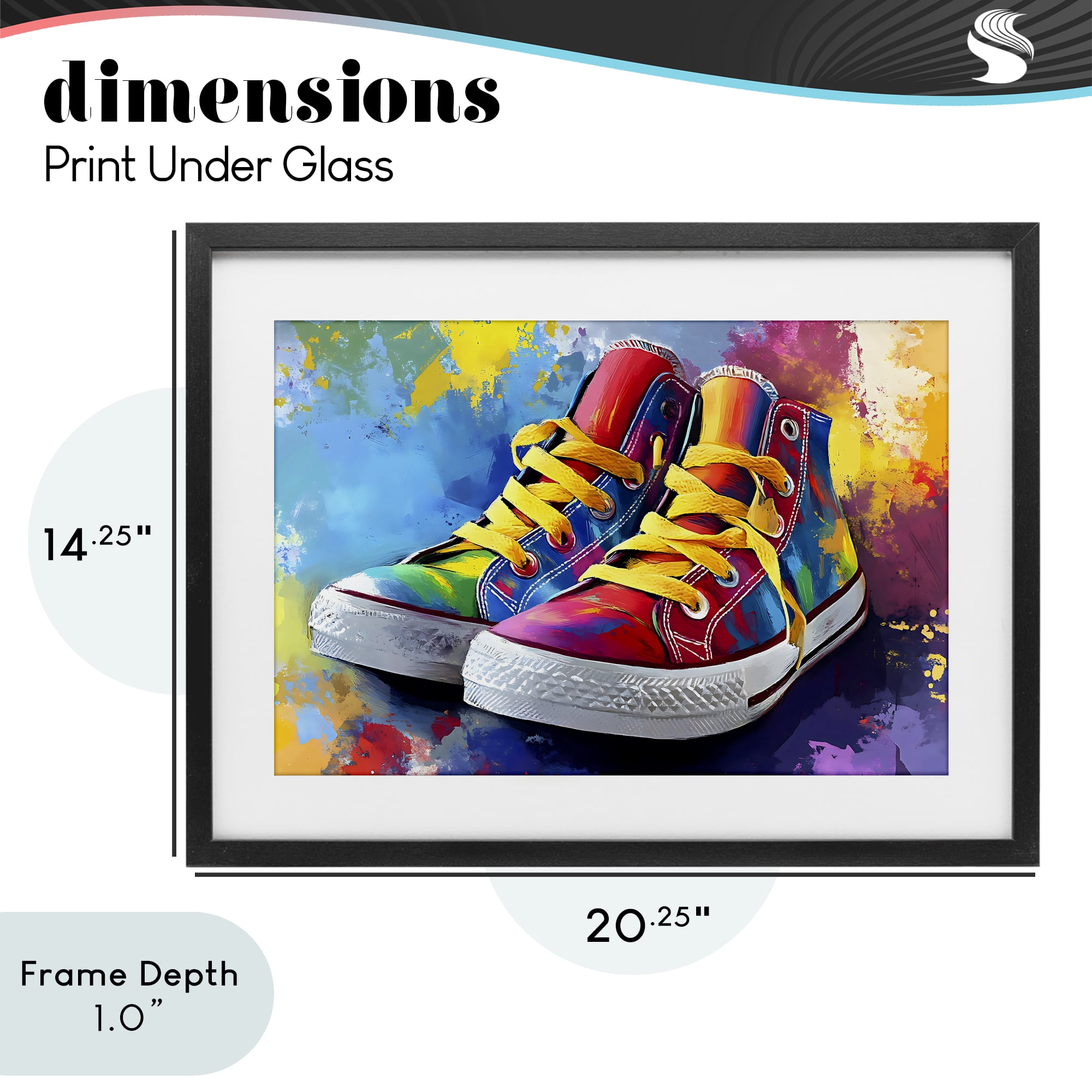 Stupell Industries High Tops with Yellow Laces Black Framed Print Under Glass, design by Creative Studio