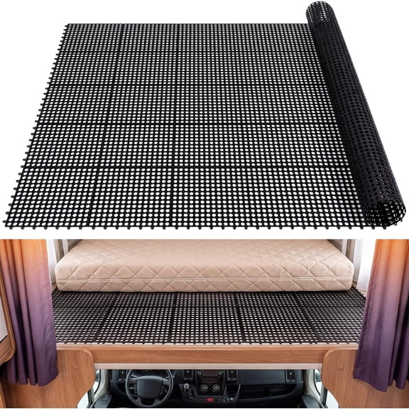 Plastic Mattress Underlay 83 x 59 Inches Modular Interlocking Rv Under Mattress Moisture Breathable Pad Ventilation Barrier for Boat Van Camper TPE Airflow Mesh Support Pad 35 Pieces(Black)