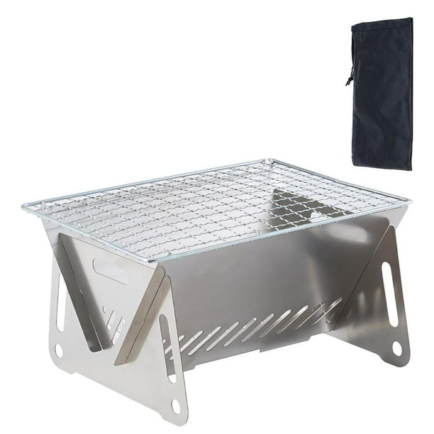 Edelstahl Grill BBQ Holzkohleofen Outdoor Picknick Tragbarer Klappofen P2C5