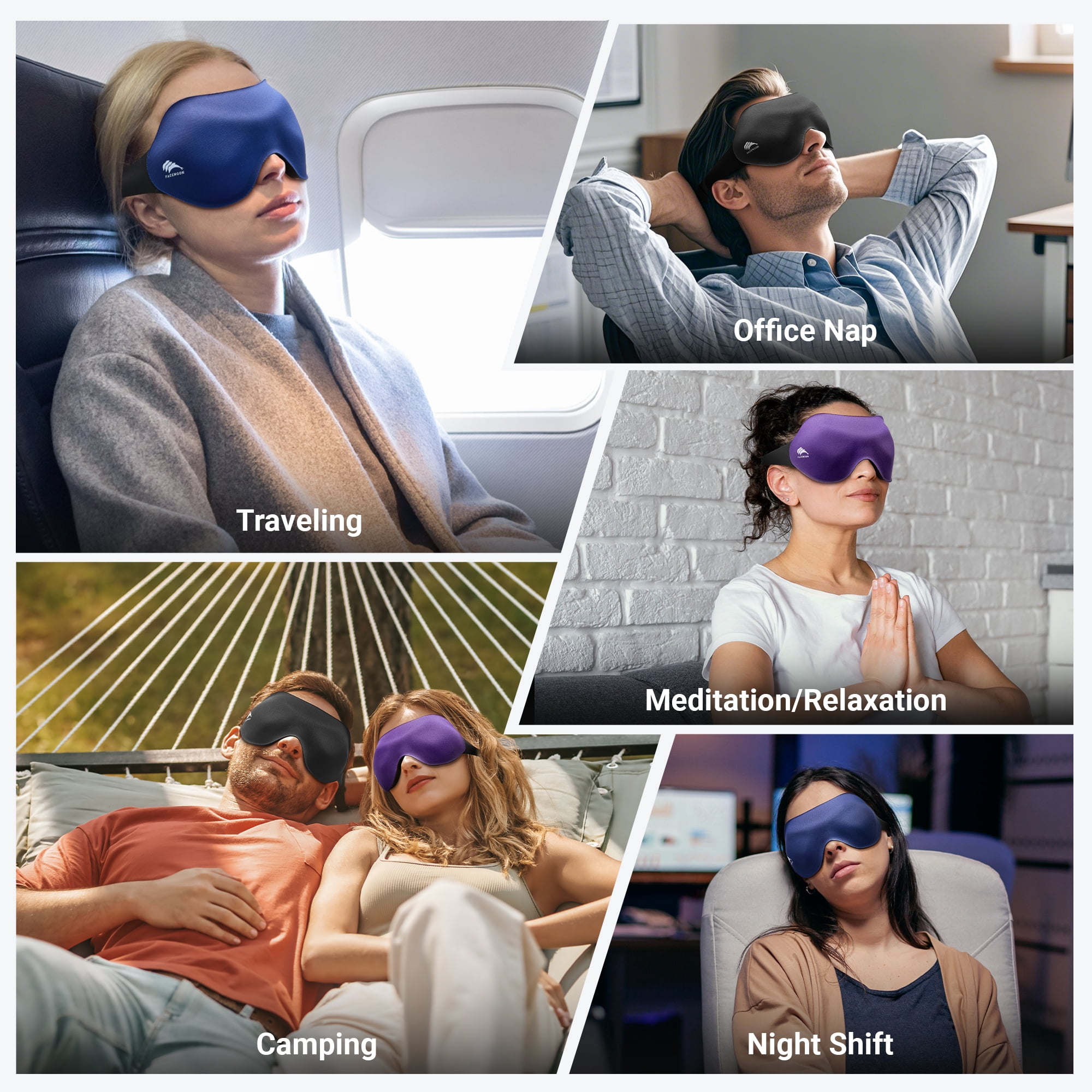 3 Pack Blackout Sleep Masks for Women and Men, 3D Contoured Eye Mask with No Eye Pressure, Lash-Friendly Adjustable Sleep Mask for Side Sleepers, Travel, Naps, Shift Work