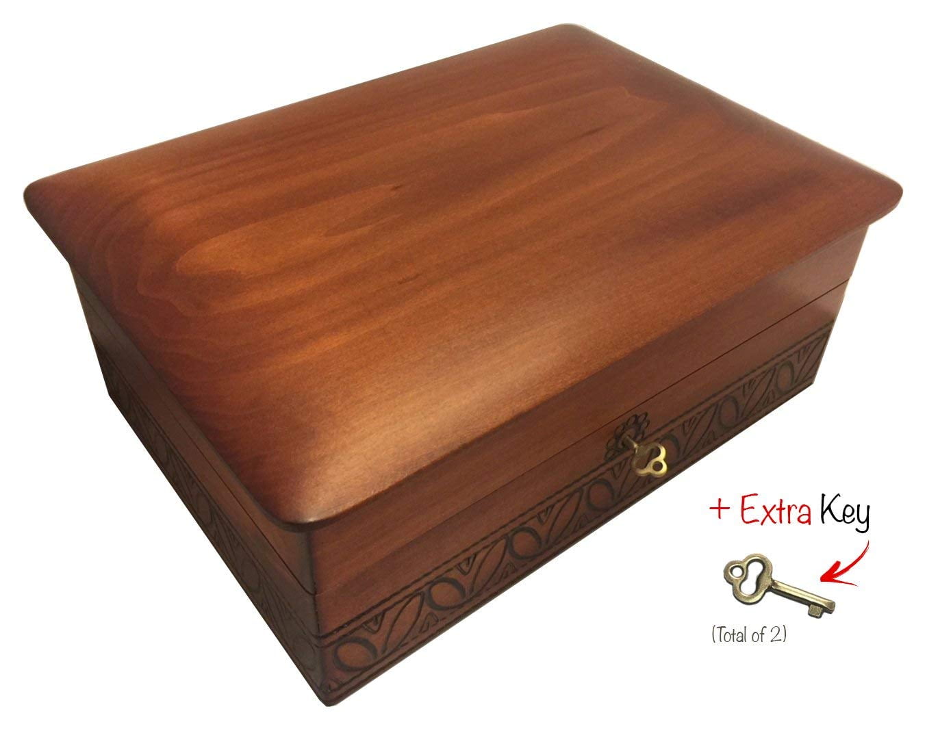 Scout Chest Box Polish Handmade Wood Keepsake Jewelry Box w/ Lock and Key 
