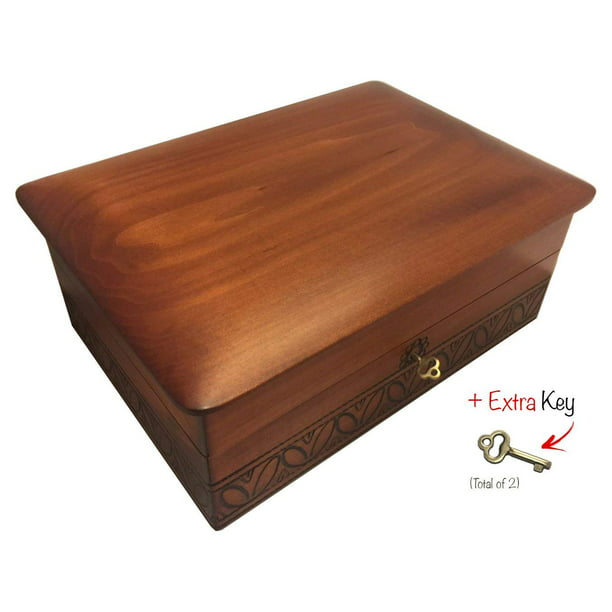 Large Wooden Box With Lock And Key, Wooden Keepsake Box With Lock And Key