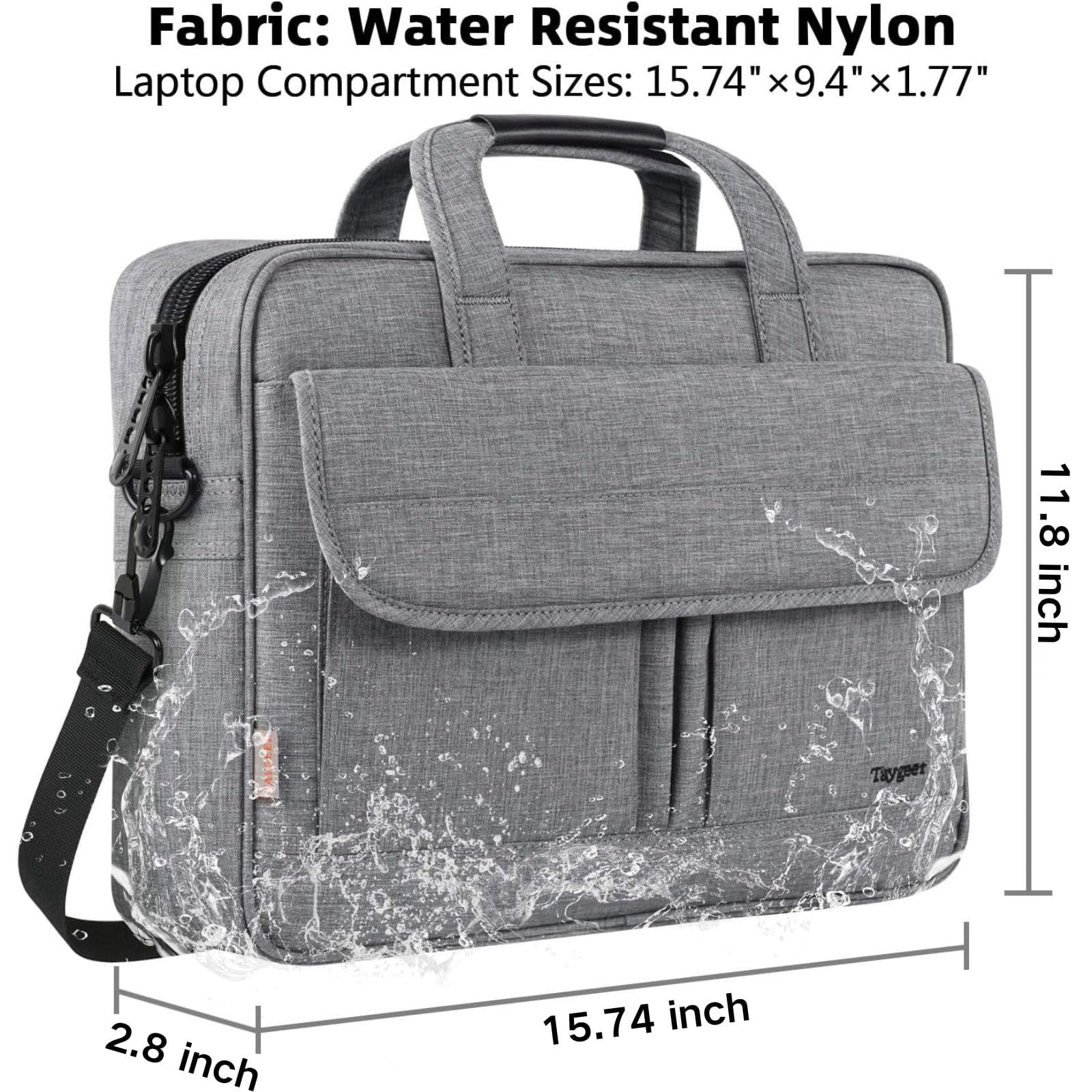 Laptop Bag For Men  Water Resistant Crossbody Messenger Shoulder Business Professional Office Briefcase Portable 15.6 Inch Carry On Case Notebook/computer Grey