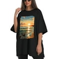 thumbnail image 4 of Plus Size Shirt for Women Oversized Black Tops for Women Short Sleeves Shirt for Women Seaside (12) T Shirt Crewneck Shirt for Women M, 4 of 5