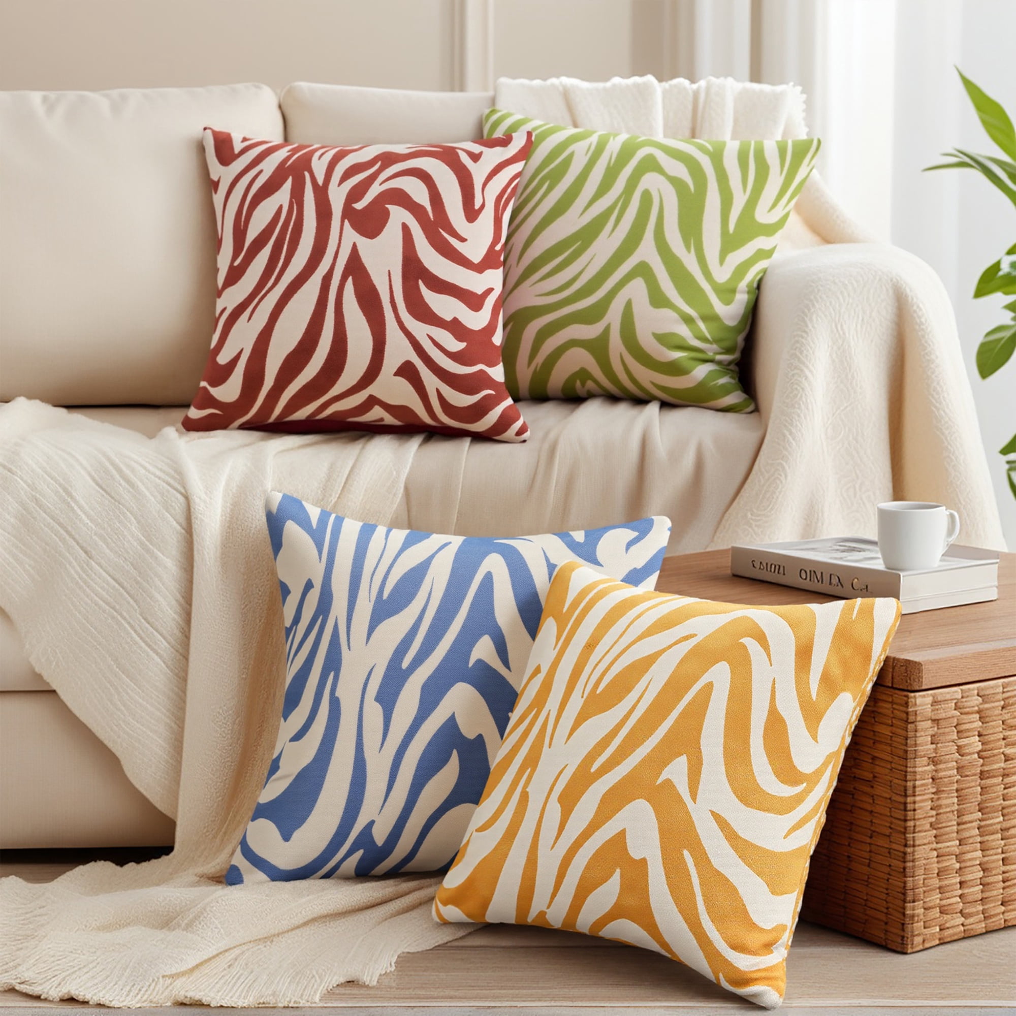 Unique Bargains Throw Pillow Covers Closure Cushion Cover Blue 18" x 18"