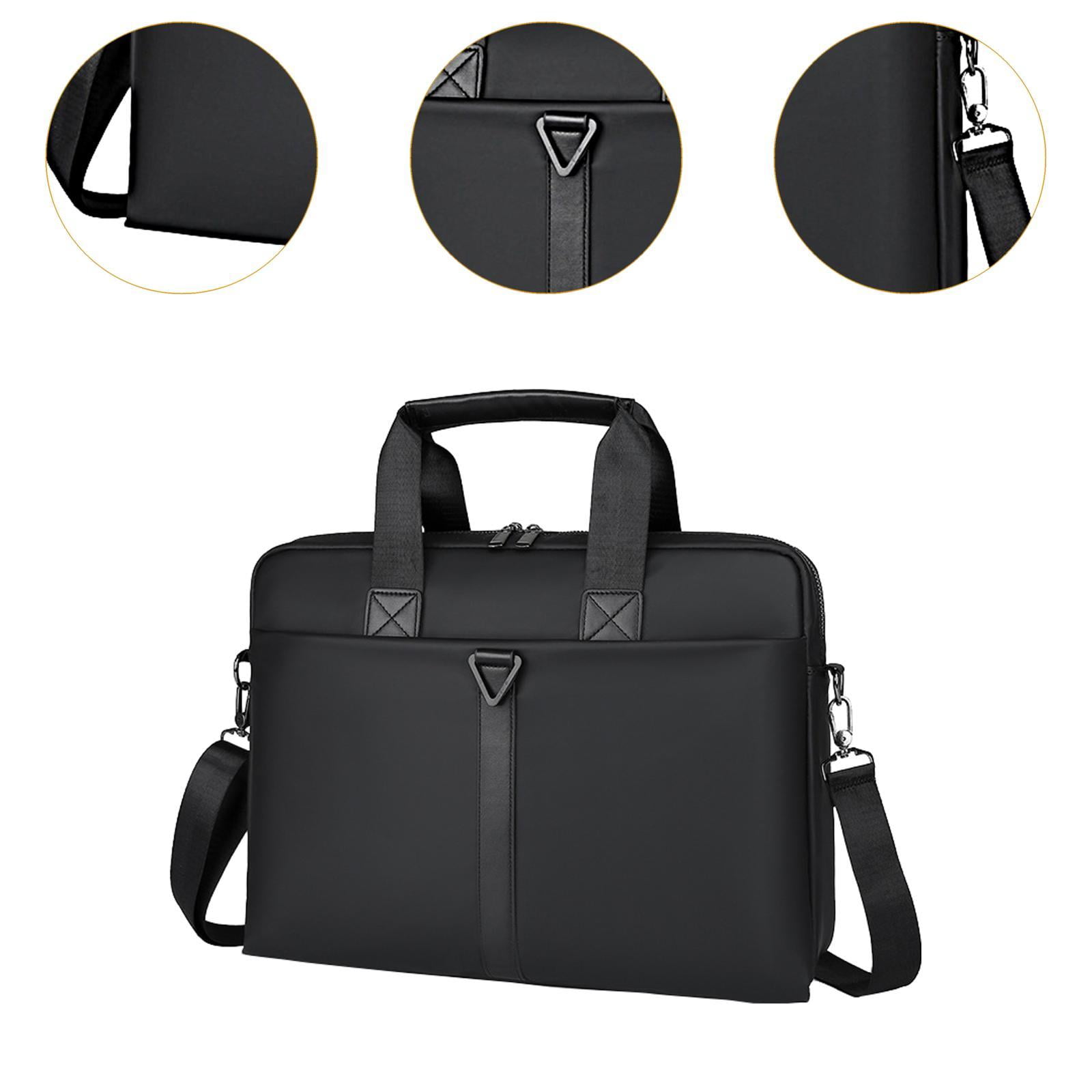 Wxqbjtam Mens Business Bag Briefcase with Shoulder Strap Large Capacity Handbag Crossbody PULeather Film Black