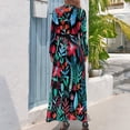 thumbnail image 3 of Tropical Floral Print Dress Red Flowers Party Maxi Dress Bohemia Long Dresses High Waist Graphic Clothes, 3 of 5