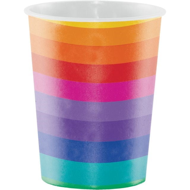 Rainbow Plastic Cups, 8 Pack